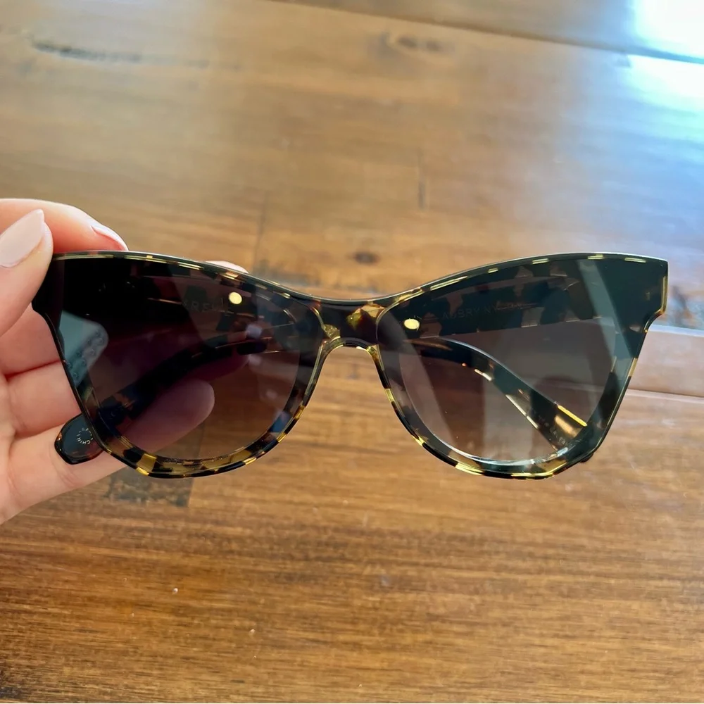 KREWE Tortoiseshell Cat Eye Sunglasses with Dark Green Gradient Lenses